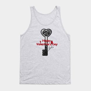 Happy Valentines Day Gift with the Key & Flowers Tank Top